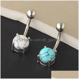 Navel Bell Button Rings Junlowpy Belly Stainless Steel 14G Ring Piercings Jewelry For Women 10Mm Sier Body Piercing Bar Dro Dhgarden Dhyli