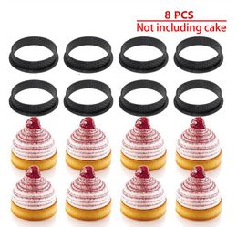 Baking Moulds 8pcs Round Shape Cake Mould Mousse Circle Cutter Decorating Tool French Dessert DIY Perforated Ring Non Stick Bakeware Tart 230217