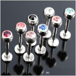 Labret Lip Piercing Jewellery Labret Bar Wholesale 100Pcs/Lot Mix 10 Colours 6/8/10/12Mm Body Stainless Steel Nose Eyebrow Rin Dhgarden Dhmfs