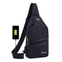 Waist Bags Male Shoulder USB Charging Crossbody Men Anti Theft Chest Bag College Teenager Short Trip Messenger Fashion