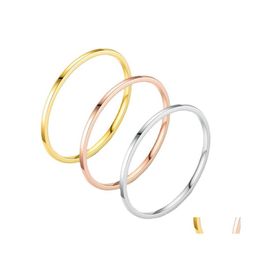 Band Rings Simple 1Mm Thin Stainless Steel Couple Ring For Women Mens Fashion Classic Lover Finger Jewellery Birthday Gifts Drop Delive Dhep9
