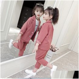 Car Dvr Clothing Sets Clothes For Kids Girls Jacket Add 2Pcs Teenage Baby Spring Autumn Childrens Suit Set 4 6 8 10 12 14 Years Drop D Dh32Z