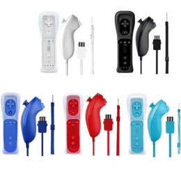 2-in-1 Wireless Remote Controller Left and Right Nunchuk Control for Nintendo Wii Gamepad Silicone Case Motion Sensor DHL