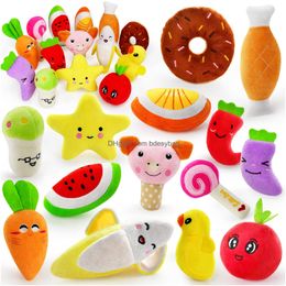 Dog Toys Chews Squeaky Cute Stuffed Plush Fruits Snacks And Vegetables For Puppy Small Medium Pets Drop Delivery 2022 Amasv