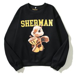 3D squirrel print black mens hoodie fleece jumper designer hoodies streetwear pullover sweatshirt Men's Clothing