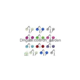 Nose Rings Studs Mix 30Pcs/Lots 10 Colors Balls Sprial Circars Horseshoes Barbell Eyebrow Labrets Body Piercing Jewelry Dro Dhgarden Dhp67