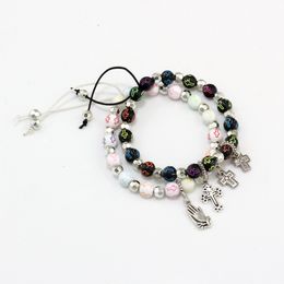 20Pcs Fashion Cross Beaded Bracelet Handmade Prayer Bangles Pulsera Jewellery Gift For Friend