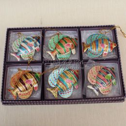 Jewelry Pouches BRAND 6PCS CHINESE HANDMADE Cloisonne ENAMAL Fish Christmas Ornaments