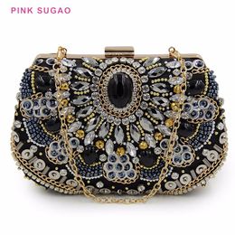 Pink sugao designer clutch bag women evening bags dinner bags 2020 new fashion purse retro heavy beaded diamond dinner bag316w
