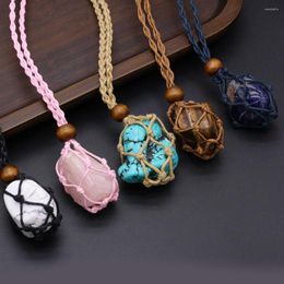 Pendant Necklaces Irregural Natural Stone Net Bag Necklace Fashion Amazonites Turquoises For Women Jewerly Party Gift