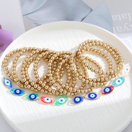 Turkey Oval Blue Evil Eye Charms Bracelet Women Handmade Gold Plated Beads Rope Chain Lucky Bracelets Girl Party Jewellery Gift Couple