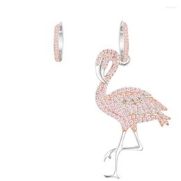 Hoop Earrings 2023 Crystal Cubic Zirconia CZ Copper Flamingo Earring For Women Girl Pierced Pin DYZ002023