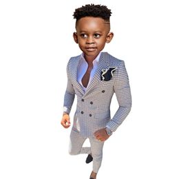 Formal Boy's Suit Wedding Wear Kids Jacket Pants 2-piece Set Child Blazer Fashion Double Breasted Blazer Children Tuxedo Clothes