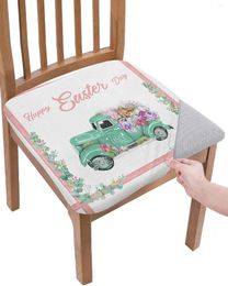 Chair Covers Easter Wood Grain Flower Truck Border Seat Cover Dining Stretch Cushion Home Kitchen Slipcover