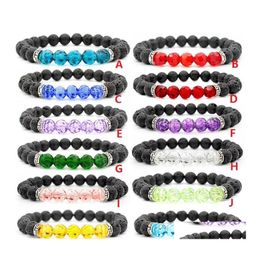 Charm Bracelets Black Lava Stone Beads Bracelet Essential Oil Diffuser Volcanic Rock Beaded Hand Strings Spherical Crystal Charms Dr Dhray