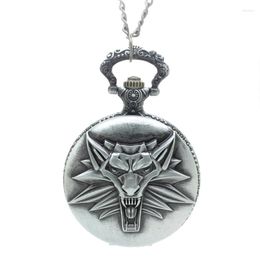 Pocket Watches (1150B) Vintage Silver Ancient Direwolf Watch Necklace. Christmas Trees Hang Gift . Promotion Gift.Size 45mm.12 Pcs/lot