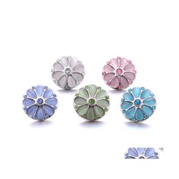 Clasps Hooks Wholesale Mix Rhinestone Snap Buttons Clasp 18Mm Metal Decorative Teardrop Zircon Button Charms For Diy Snaps Jewellery Dhuk7