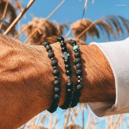 Strand Men's Bracelet Black Beads Jewellery Yoga Diffuser