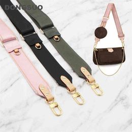 Large wide strap canvas nylon strap luxury designer shoulder bag belt replacement with genuine leather handbag parts accessory 2112502