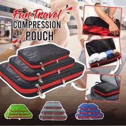 Storage Bags Fun Travel Compression Pouch Quick Convenient Storage Bag Nylon Double Layer Portable Organiser Bags Sorting Multifunction Bag 230217