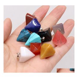 Charms Natural Crystal Pyramid Shape Stone Point Handmade Pendants For Necklace Earrings Jewellery Makin Yydhhome Drop Delivery Findin Dhrjm