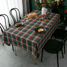 Table Cloth Red Green Plaid Christmas Year Party Home Kitchen Cotton Linen Thick Rectangular El Dining Cover