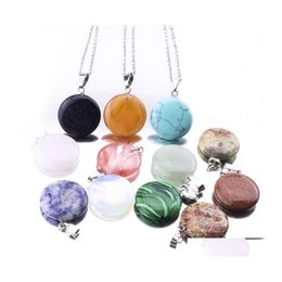 Pendant Necklaces Natural Stone Round Gemstone Necklace Crystal Healing Chakra Reiki For Women Drop Delivery Jewelry Pendants Dhbwd