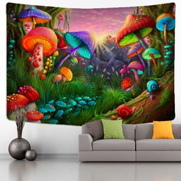 Tapestries Psychedelic Snail And Mushroom Tapestry Wall Hanging Witchcraft Hippie Tapiz Art Abstract Bedroom Home Decor