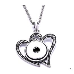 Pendant Necklaces Vintage Heart Leaf Owl Charms Snap Button Necklace 18Mm Ginger Snaps Buttons For Women Jewellery Drop Delivery Pendan Dh6L2