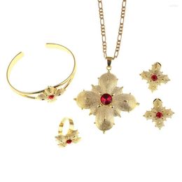 Necklace Earrings Set Gold Colour Fashion Ethiopian African Jewellery Dubai Design Nigeria Wedding Bridal Charms Gift