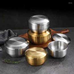 Bowls Korean Double Rice Bowl With Lid Small Soup Steamed Stainless Steel Anti-Scalding Child Cuisine