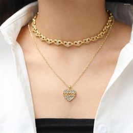 Pendant Necklaces Mother's Day Mama Letter Necklace For Women Multilayer Heart Copper Gold Plated Handmade Chain Clavicle Jewellery