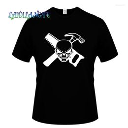 Men's T Shirts Summer Top Hip Hop Shirt Men Carpenter Skull Worker Print Short Sleeve O-Neck Streetwear Tees Tops