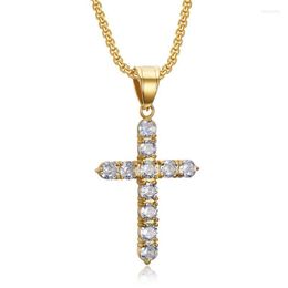 Pendant Necklaces Cross Necklace For Men Gold Colour Stainless Steel Jesus Women's Iced Out CZ Bling Jewellery DropshipPendant Morr22
