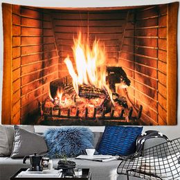 Tapestries New Year Santa Tapestry Holiday Christmas Tree Gifts Wall Red Stove Home Living Room Decoration