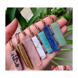 Pendant Necklaces Natural Stone Mineral Irregar Rec Quartz Pendum Amazonite Tiger Eye Lapsi Pink Crystals Yydhhome Drop Delivery Jew Dhxdr