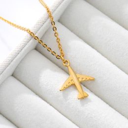 Pendant Necklaces Vintage Stainless Steel Airplane Pendents Necklace For Women Girls Gold Silver Color Female Jewelry Friend Gift