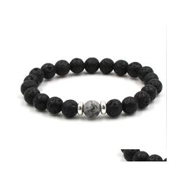 Charm Bracelets 10 Colors 8Mm Black Lava Stone Beads Elastic Bracelet Essential Oil Diffuser Volcanic Rock Beaded Hand Strings Drop Dh053