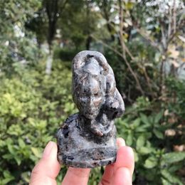 Decorative Figurines 8.4cm Natural Yooperlite Crystal Hand Carved Medusa Sculpture Quartz Healing Wicca Crafts For Halloween Decoration Gift