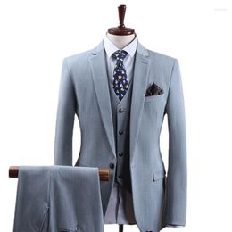 Men's Suits Striped Plus-size Men's Business Casual Three-piece Suit Tailored Man Groom Wedding Fashion Dress