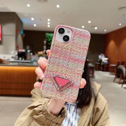 Designers Premium Woven Pattern Phone Ins Cute Triangle Label for 14 Pro S Fashion 12/13pro Max phone Case Nice