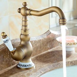 Bathroom Sink Faucets Vidric Antique Solid Brass Faucet Single Handle Hole Table Basin And Cold Mixer Tap