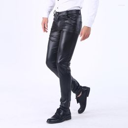 Men's Pants Leather Men's Spring And Autumn Fashion Slim Tight Elastic Trend Motorcycle Men Plush