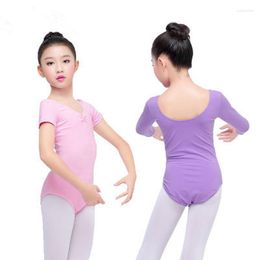 Stage Wear 2023 Toddler Girls Basic Cotton Ballet Dance Leotards Clothes Black Purple Bodysuit For Dancing