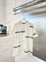xinxinbuy Men designer Tee t shirt 23ss Paris Letter flocking print short sleeve cotton women white black Beige S-2XL