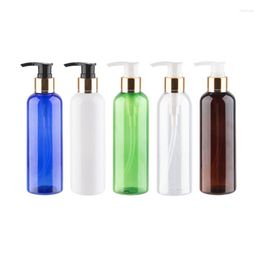 Storage Bottles 200ml Empty Plastic Containers For Shampoo Hair Conditioner Gold Aluminum Lotion Pump Travel PET Container