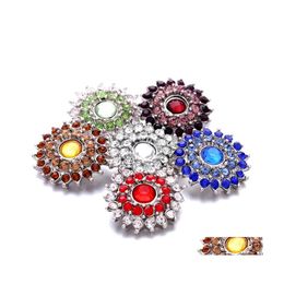 Clasps Hooks Wholesale Sunflower Rhinestone Snap Buttons Butterfly Clasp 18Mm Metal Decorative Button Charms For Diy Snaps Jewellery Dh8Sz