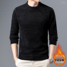 Men's Sweaters Men's Fleece For Autumn And Winter 2023 Fashion Cable Knitted Thick Warm Sweater Top Round Neck Pullovers Jersey