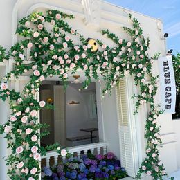 Decorative Flowers Artificial Rose Vine False Flower Hanging Wall Covering Arch DIY Material Farmhouse Wedding Decoration