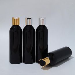 Storage Bottles 1pcs 250ml Empty Black Liquid Soap Lotion Cosmetic Bottle Containers Gold Silver Aluminium Disc Top Cap Metal